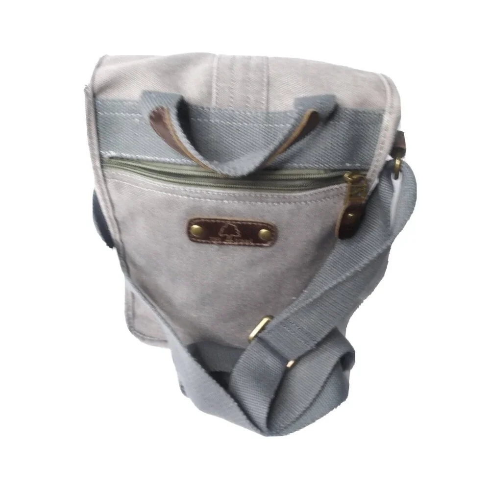 TSD Brand Valley Trail Crossbody Bag Grey Retail $132
